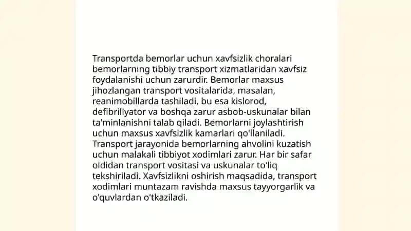 Bemor bolalarni tashish transportirovka qoidalari 4