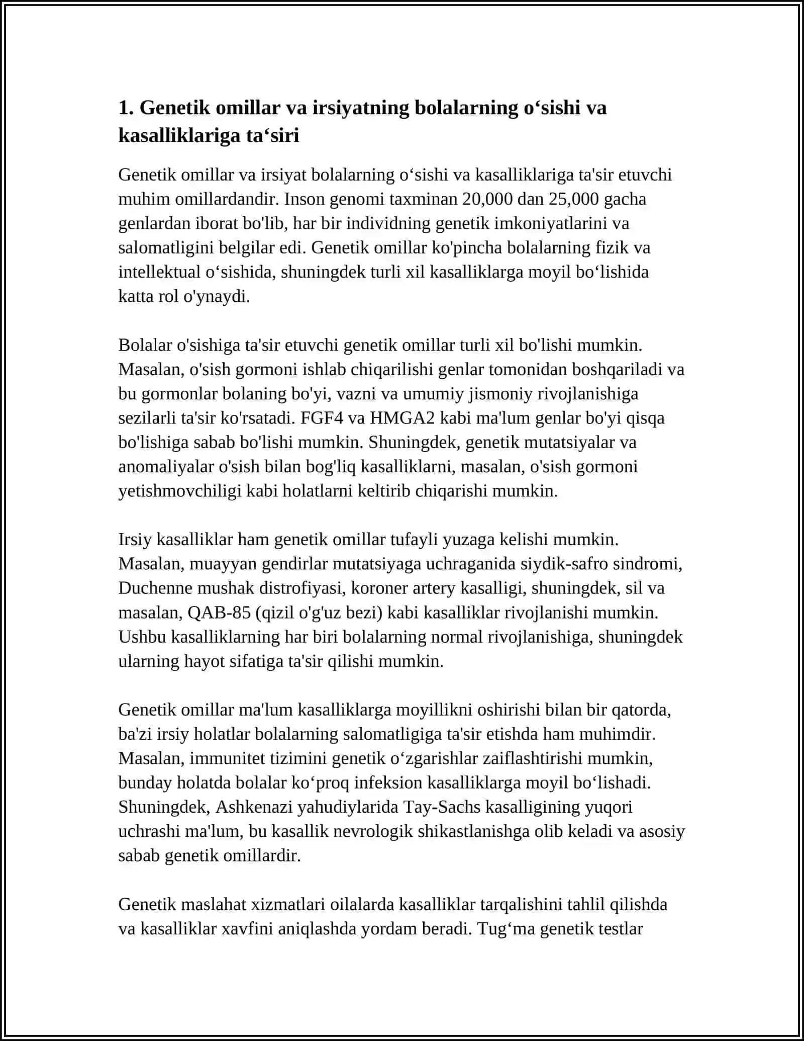 BOLALAR KASALLIKLARI PROPEDIVTIKASI KAFEDRASI MUSTAQIL ISH 4