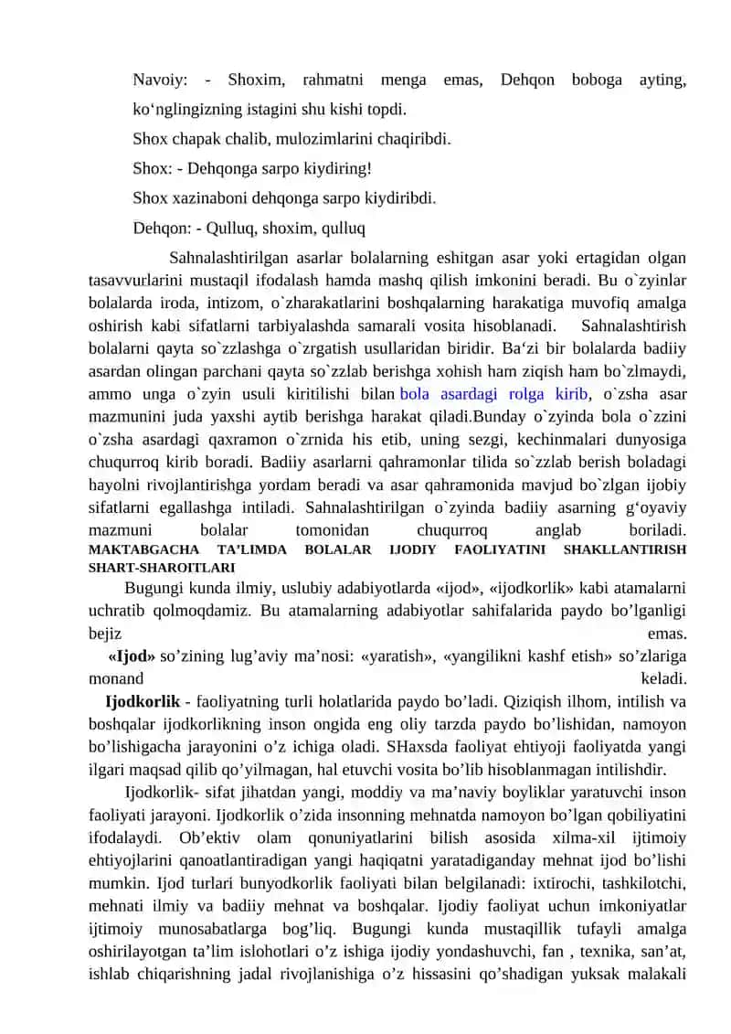 6-MA’RUZA: Sahnalashtirish faoliyati jarayonida bolalarda ijodkorligini rivojlanishi metodlari 4