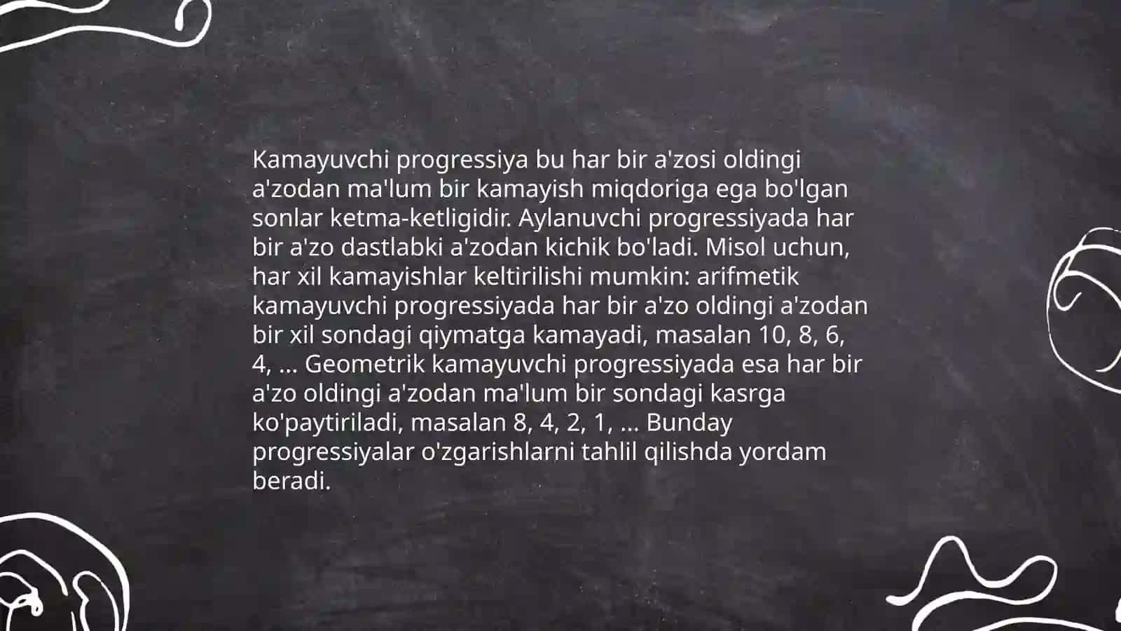 Cheksiz kamayuvchi geometrik progressiya 4