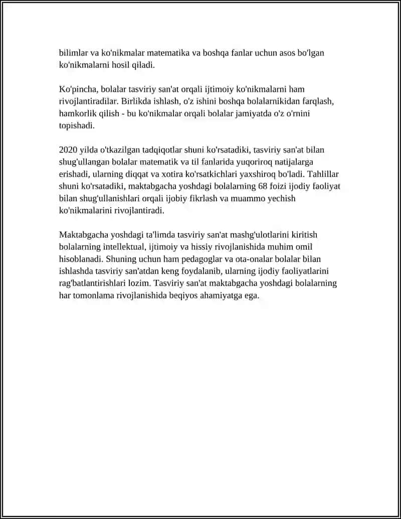 Tasviriy san'atning maktabgacha yoshdagi bolalar rivojlanishidagi roli 4