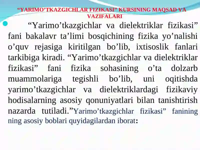 YARIMO’TKAZGICHLAR FIZIKASIDAN GLOSSARI YARATISH 4