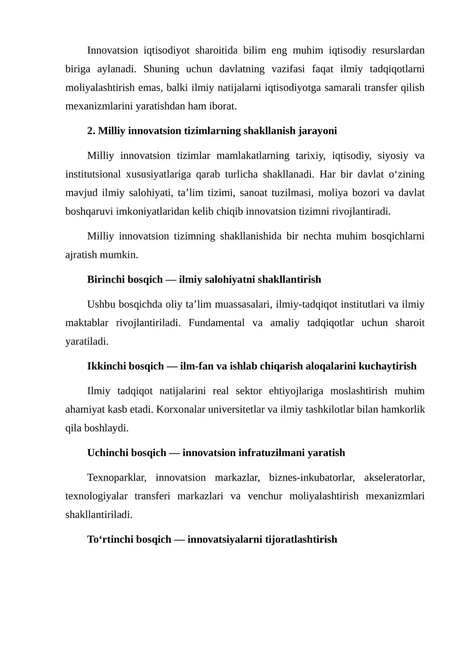 MILLIY INNOVATSION TIZIMLAR: SHAKLLANISHI, TUZILMASI VA RIVOJLANISH TENDENSIYALARI 4