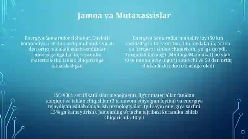 Energiya samarador keramik qurulish materiallari va buyumlari o'z r ishlab chiqarish ko'lami 4