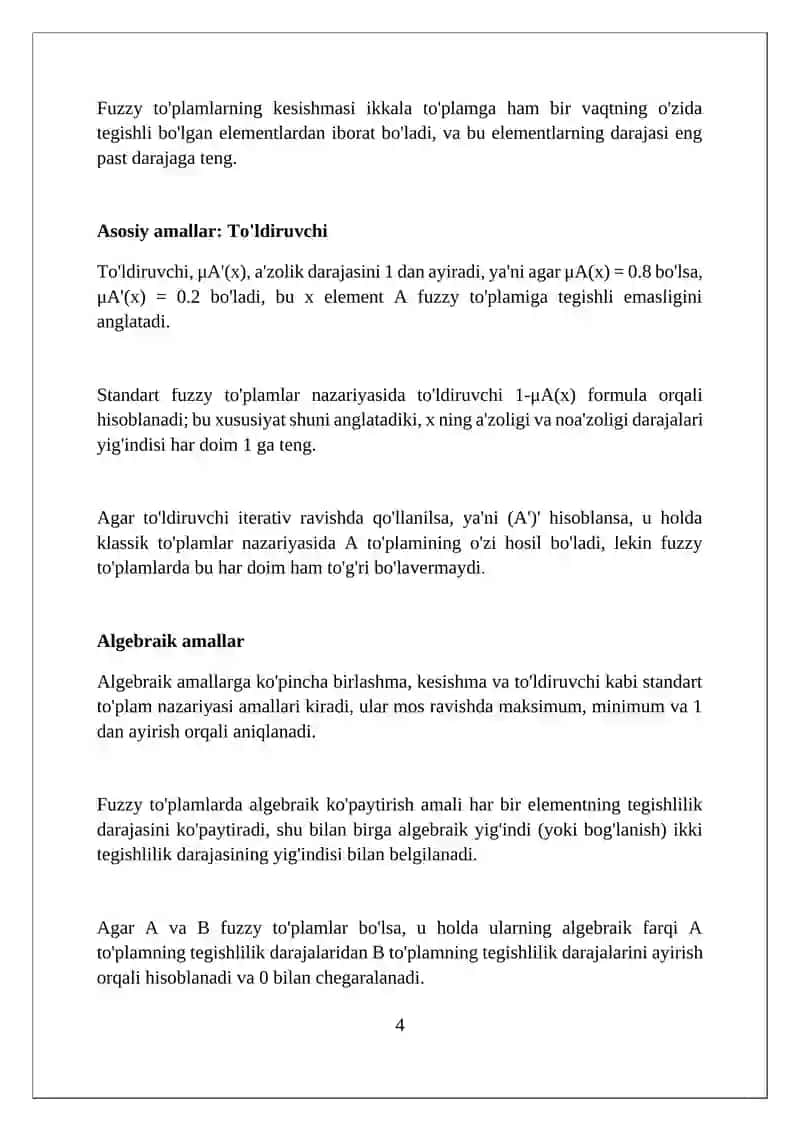 Noaniq to'plamlar ustida amallar 4
