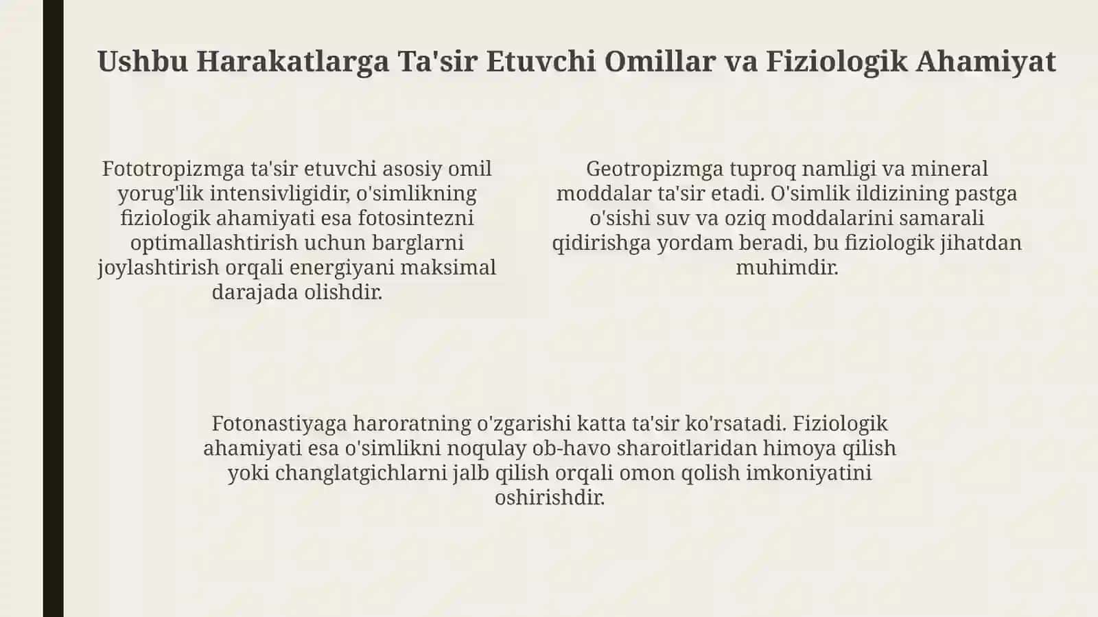 Fototropizm, Fotonastiya va Geotropizm: Ta'riflar, Mexanizmlar va Ta'sir Etuvchi Omillar 4