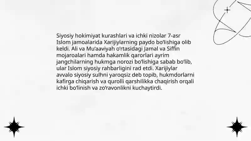 Islom oqimlari va yoʻnalishlarining paydo boʻlishi sabablari, e'tiqodidagi boʻlinishlarning sabablari va oqibatlari 4