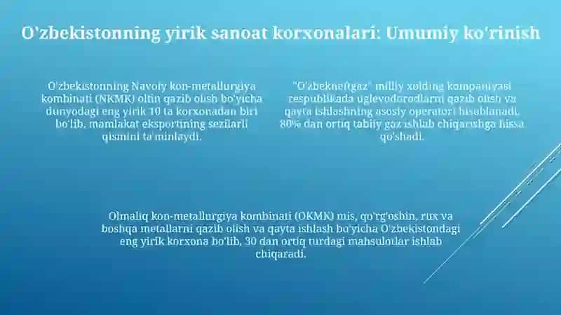 O'zbekistonda eng yirik sanoat korxonalarining ekalogiyaga ta'siri 4