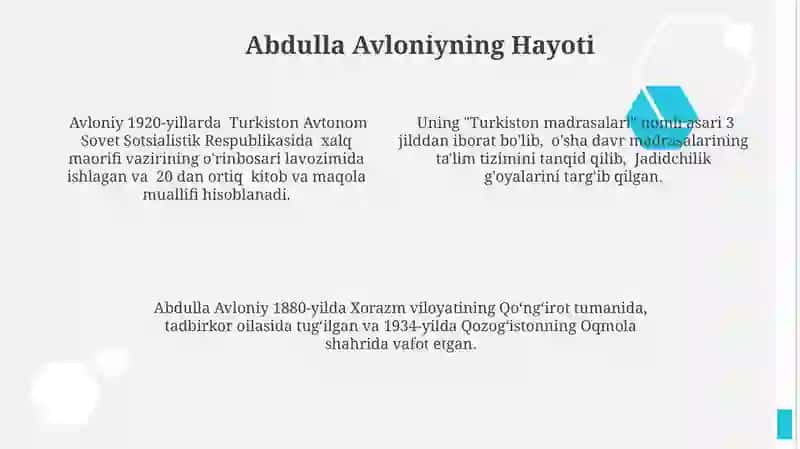Abdulla Avloniy hayoti va ijodi yoxudJadidchilikharakatlari 4