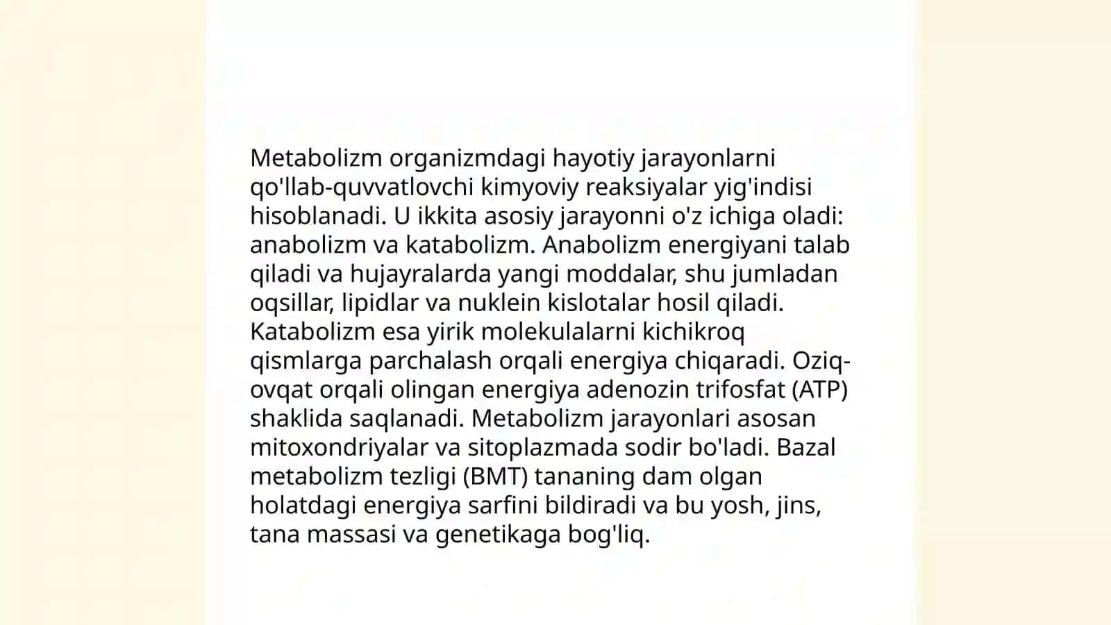 Moddalar va energiya almashinuvi. Uning yosh xususiyatlari 4