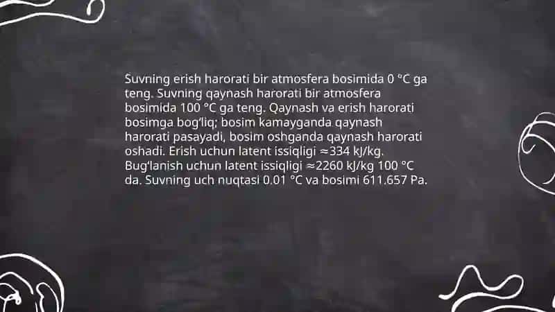 Tabiatda suv. Suvning fizik va kimyoviy xossalari 4