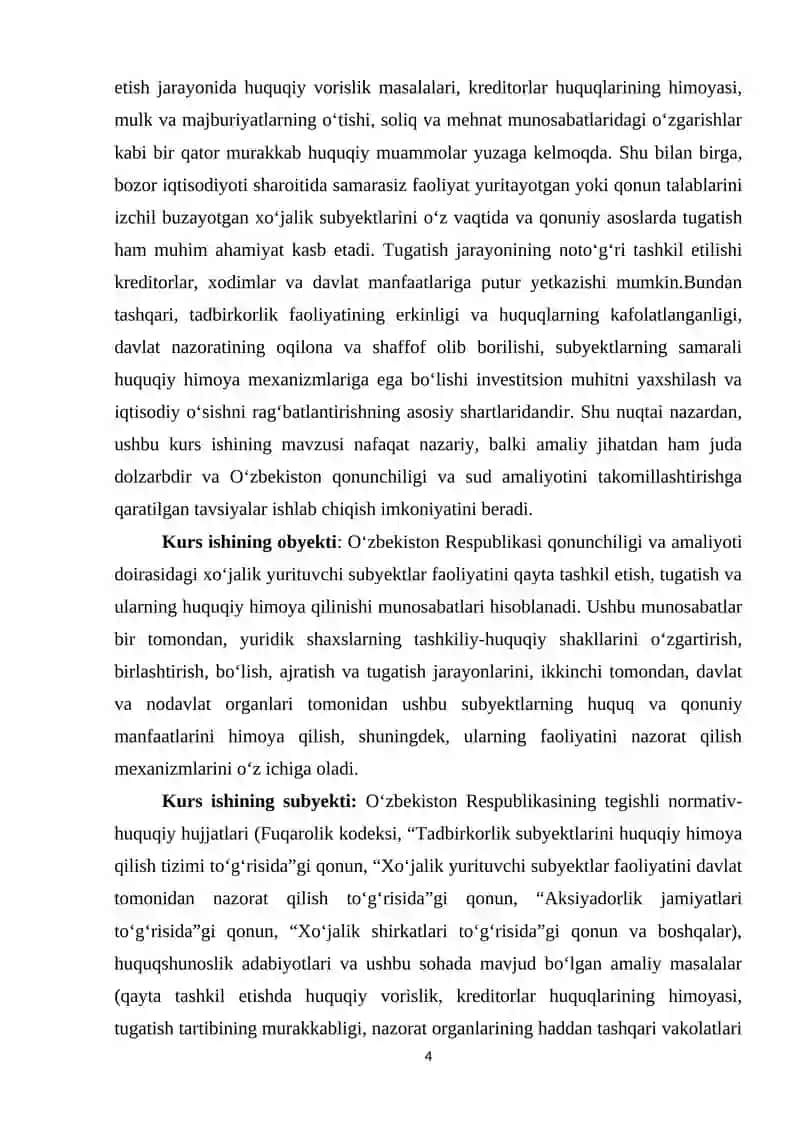 XO`JALIK YURITUVCHI SUBYEKTLAR FAOLIYATINI QAYTA TASHKIL ETISH TUSHUNCHASI VA USULLARI 4