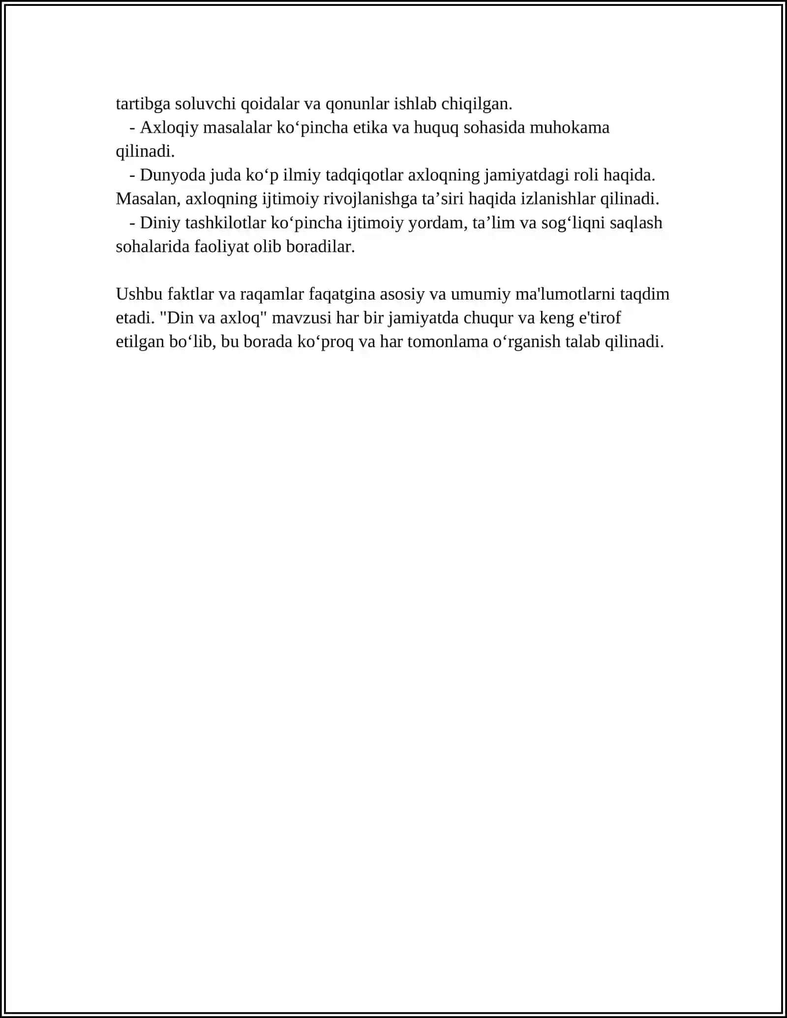 TALABALAR BILAN DINIY SAVODXONLIK BO‘YICHA SUHBATLAR, ZAKOVAT O’YINLARI VA BOSHQA MA’RIFIY TADBIRLAR TASHKIL ETISH 4