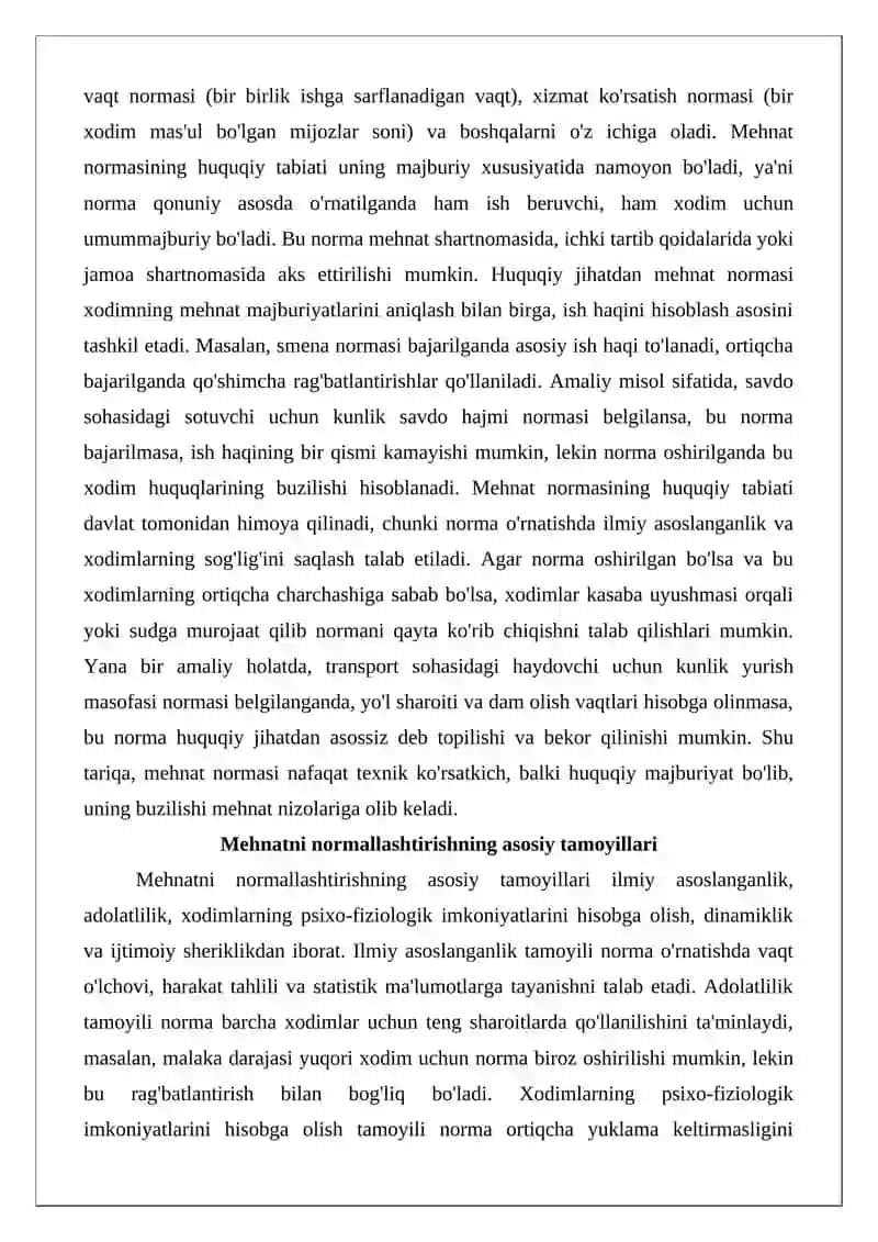 Mehnatni normallashtirish tushunchasi va turlari 4