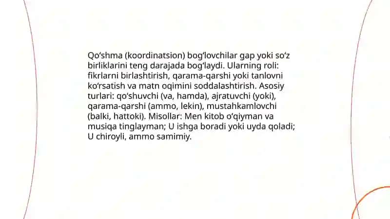 Bogʻlovchilar va yuklamalar 4