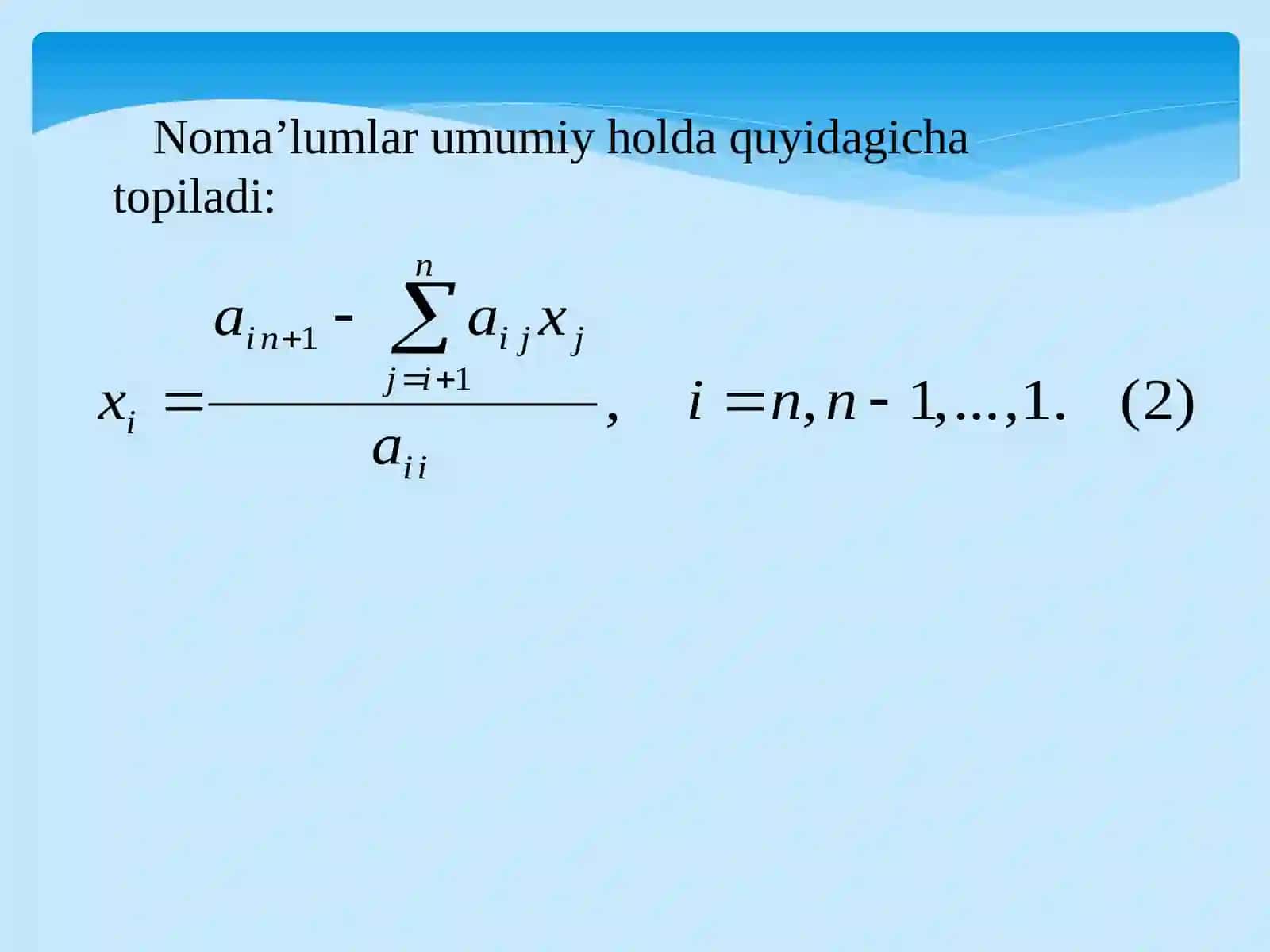 Chiziqli tenglamalar sistemasini yechish 4