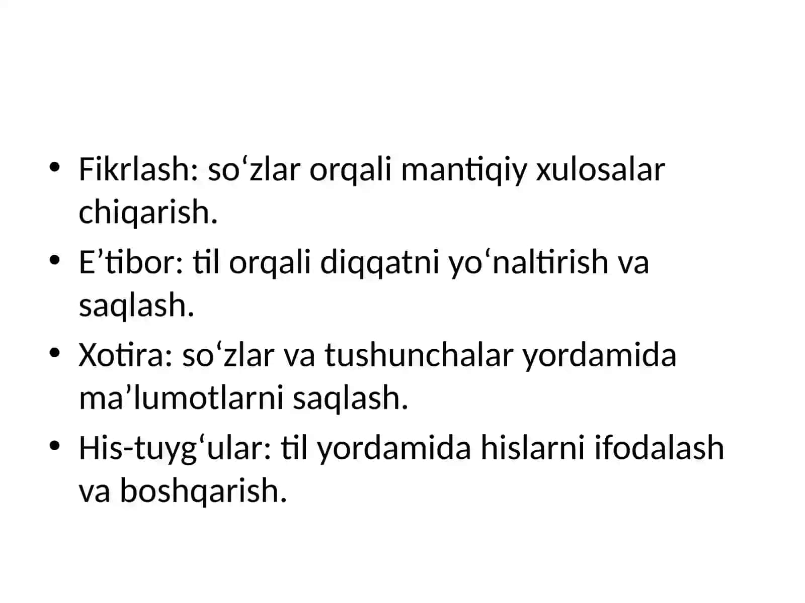 Psixik jarayonlarning shakllanishida tilning ahamiyati 4