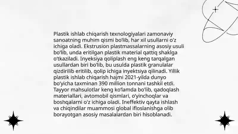 Plastmassa ishlab chiqarish sohasi 4