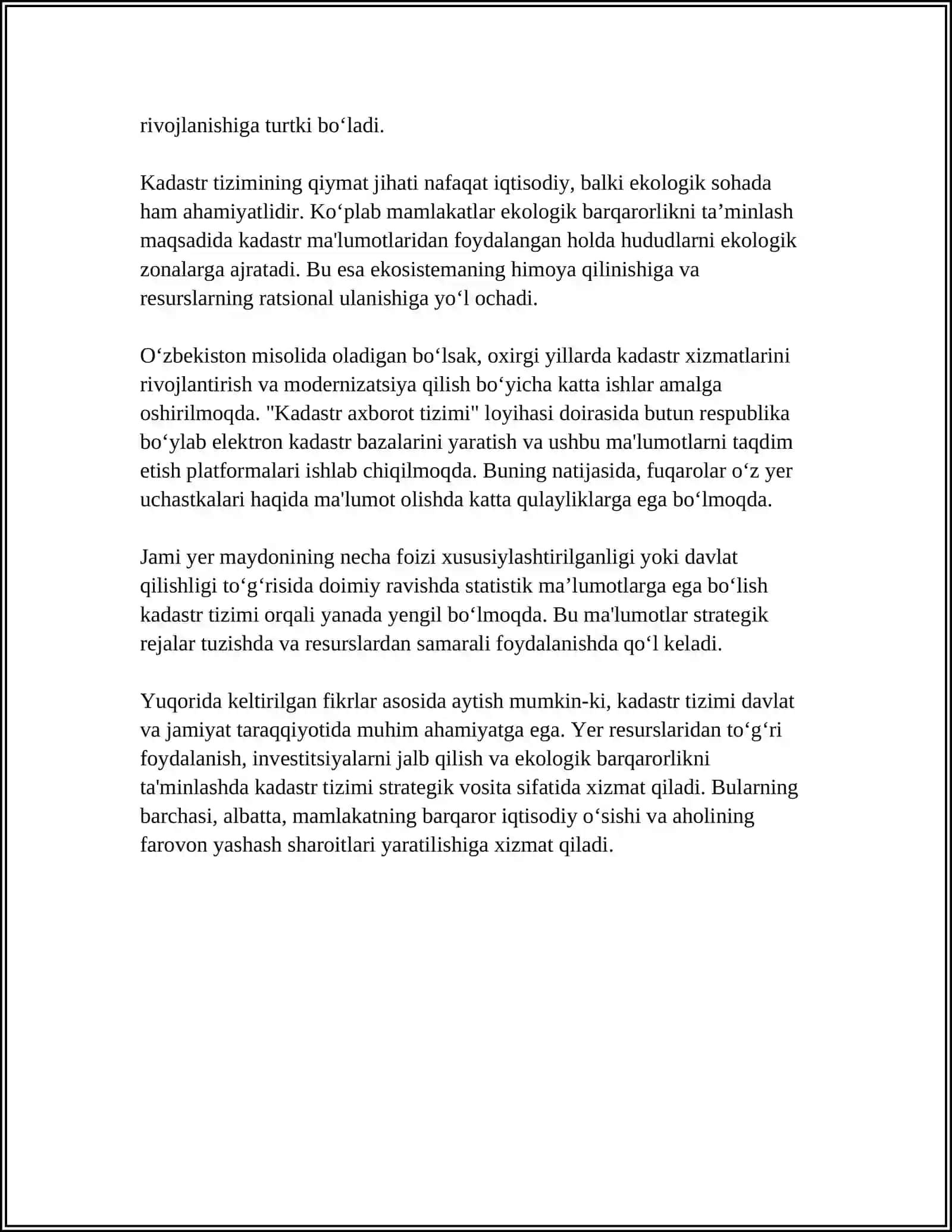 DAVLAT KADASTRI YAGONA TIZIMINI ( DKYAT ) YARATISH 4