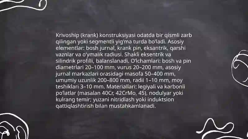 Krivoship-shatun mexanizmi tuzulishi 4