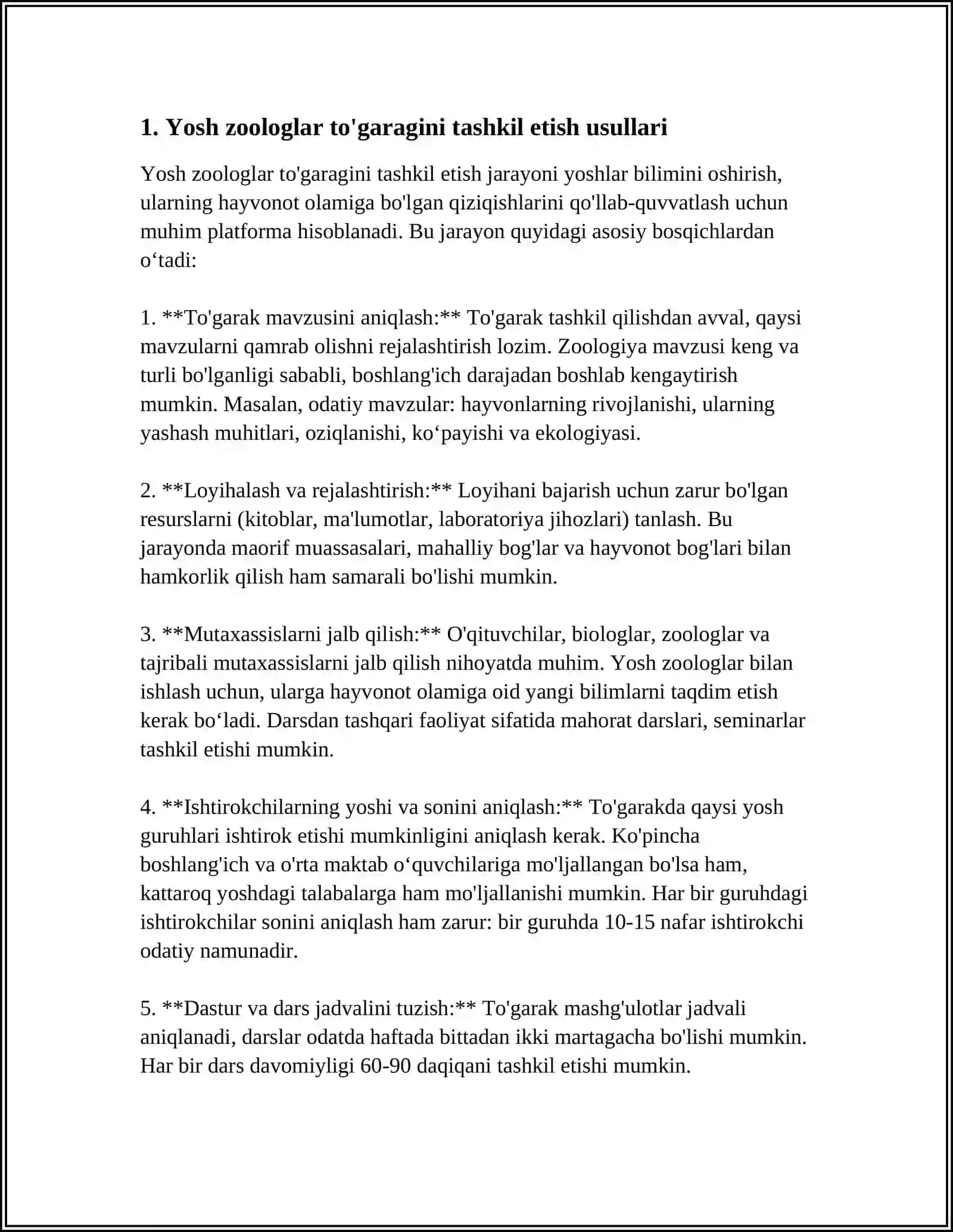 Yosh Zoologlar Togaragining Ishining Tasking Etadigan Metodlari 4
