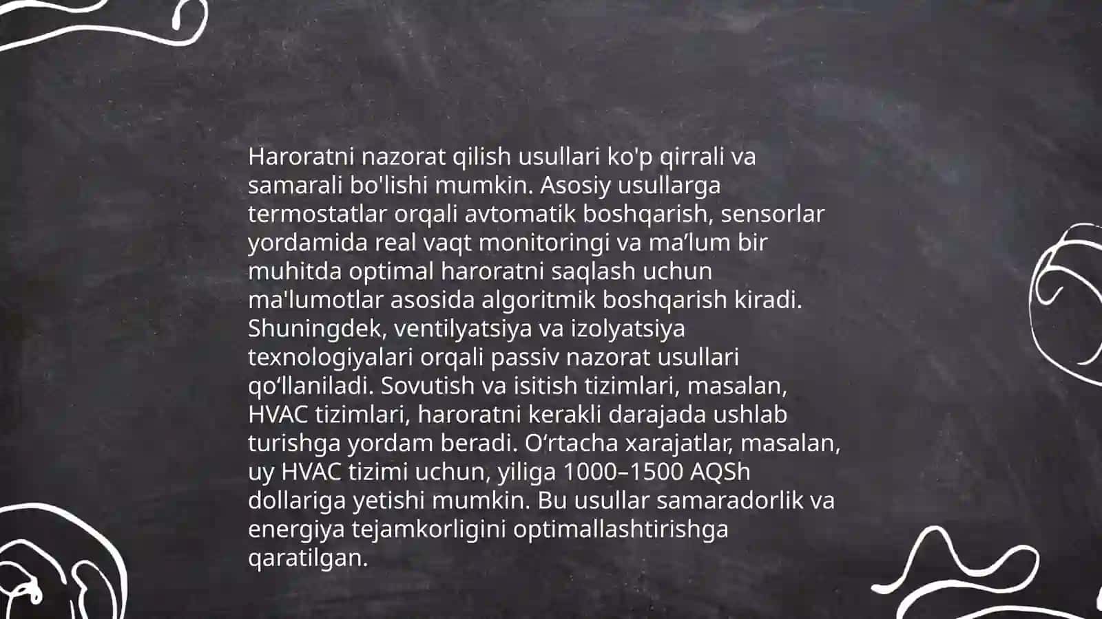 Honalar mikroiqlimi koʻrsatkichlarini telshirish 4