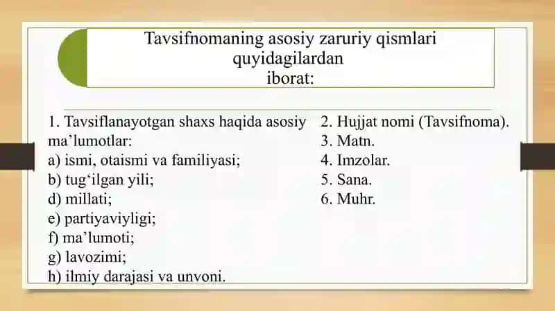 Tavsifnoma,Tavsiyanoma 4