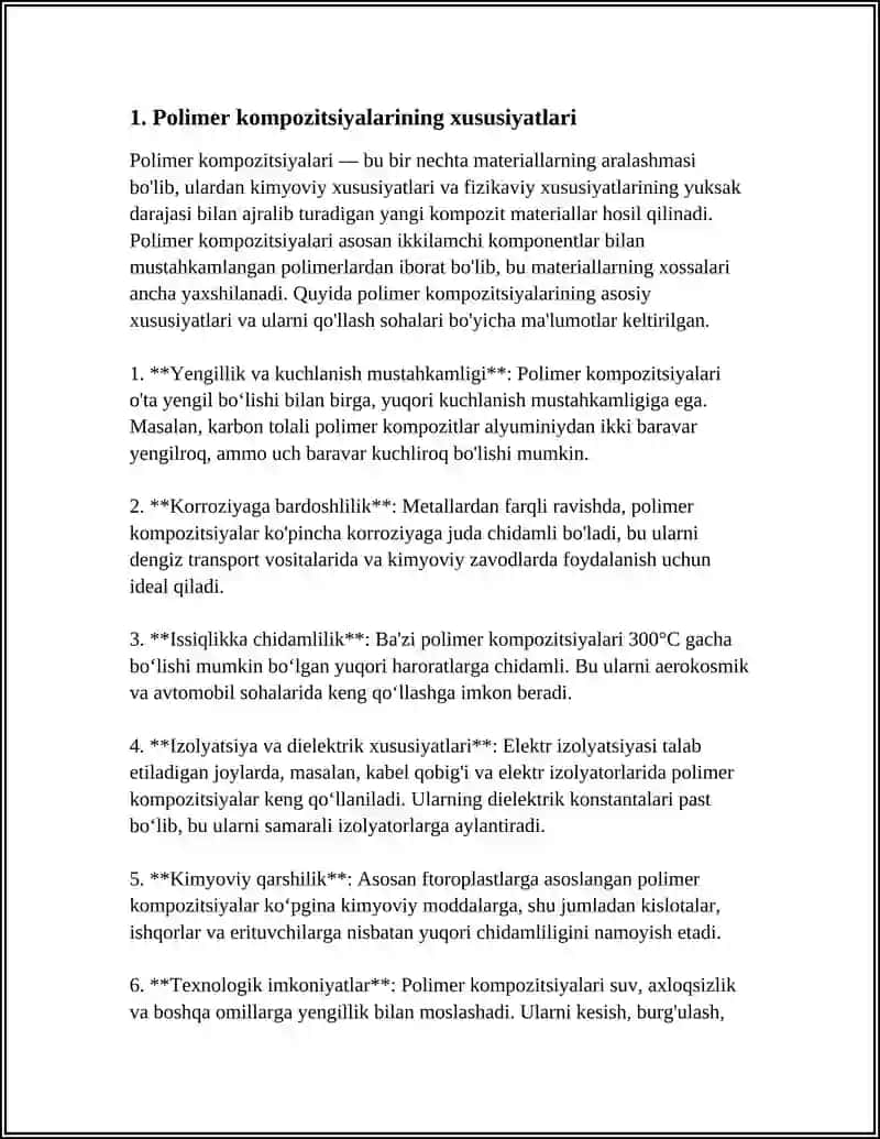 POLIMER KOMPOZITSIYASINI TAYYORLASH TEXNOLOGIYASI 4