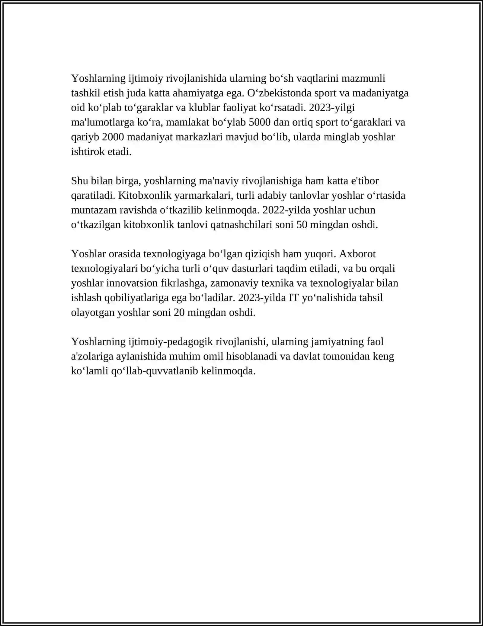 YOSHLARNI IJTIMOIY- PEDAGOGIK QOʻLLAB- QUVVATLASH TIZIMI 4