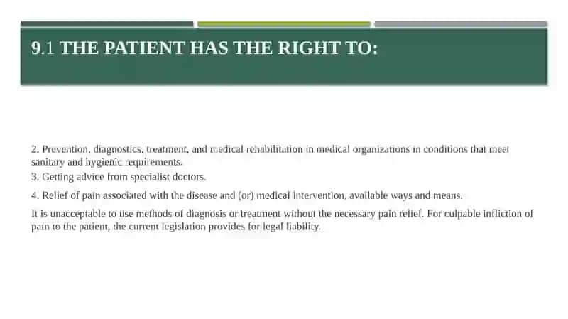 RIGHTS AND OBLIGATIONS OF THE PATIENT WHEN RECEIVING MEDICAL CARE 4