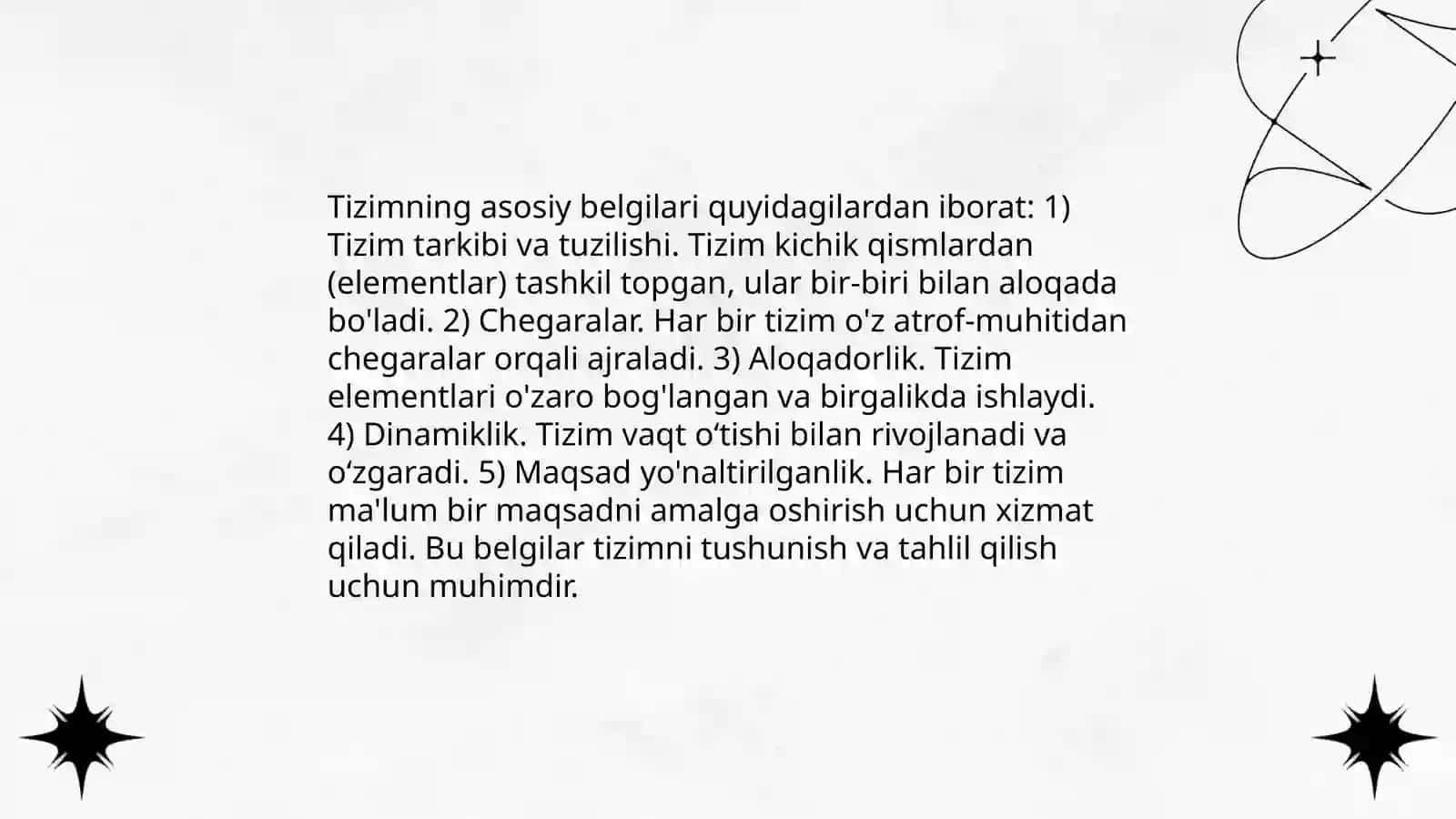 Tizim haqida tushuncha va uning belgilari 4