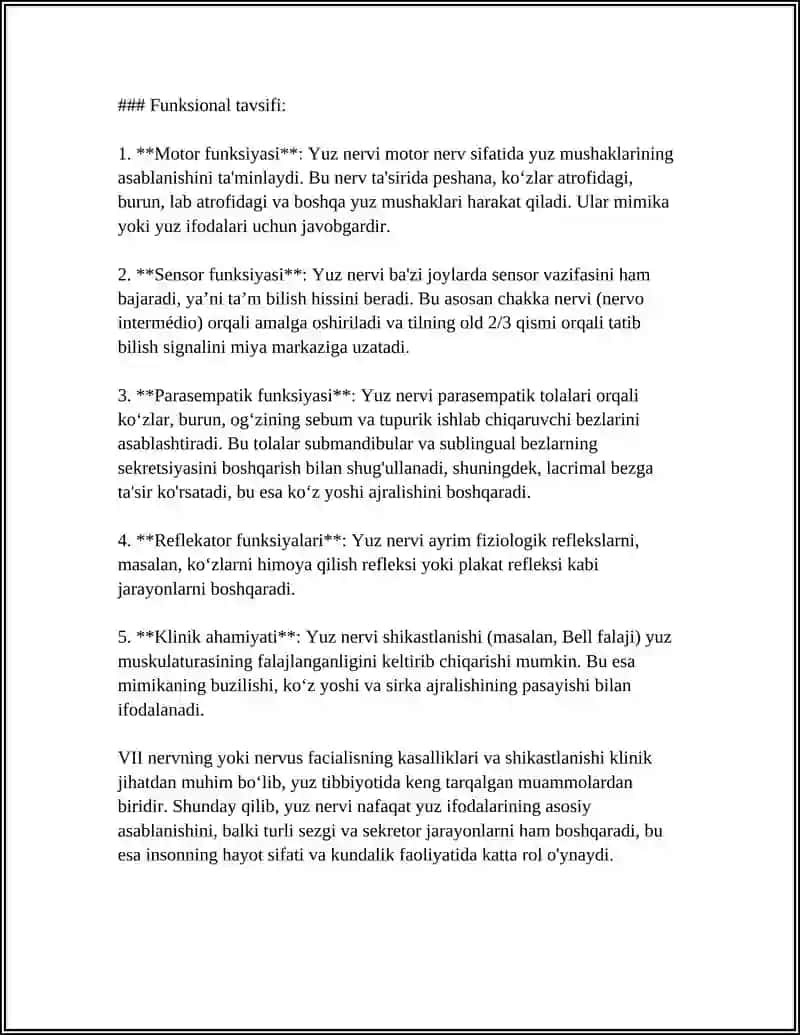VII -IX, JUFT BOSH MIYA NERVLARI. ADASHGAN NERV. ADASHGAN NERVNING O‘ZIGA XOS TUZILISHI 4