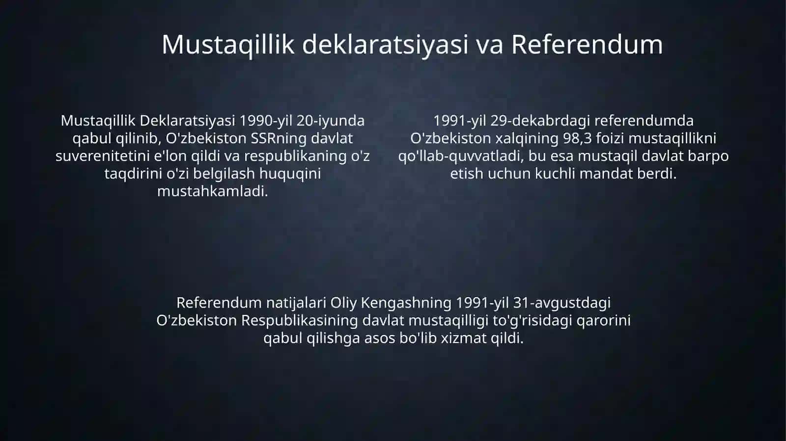 Mustaqil O'zbekiston Respublikasining tashkil topishi 4