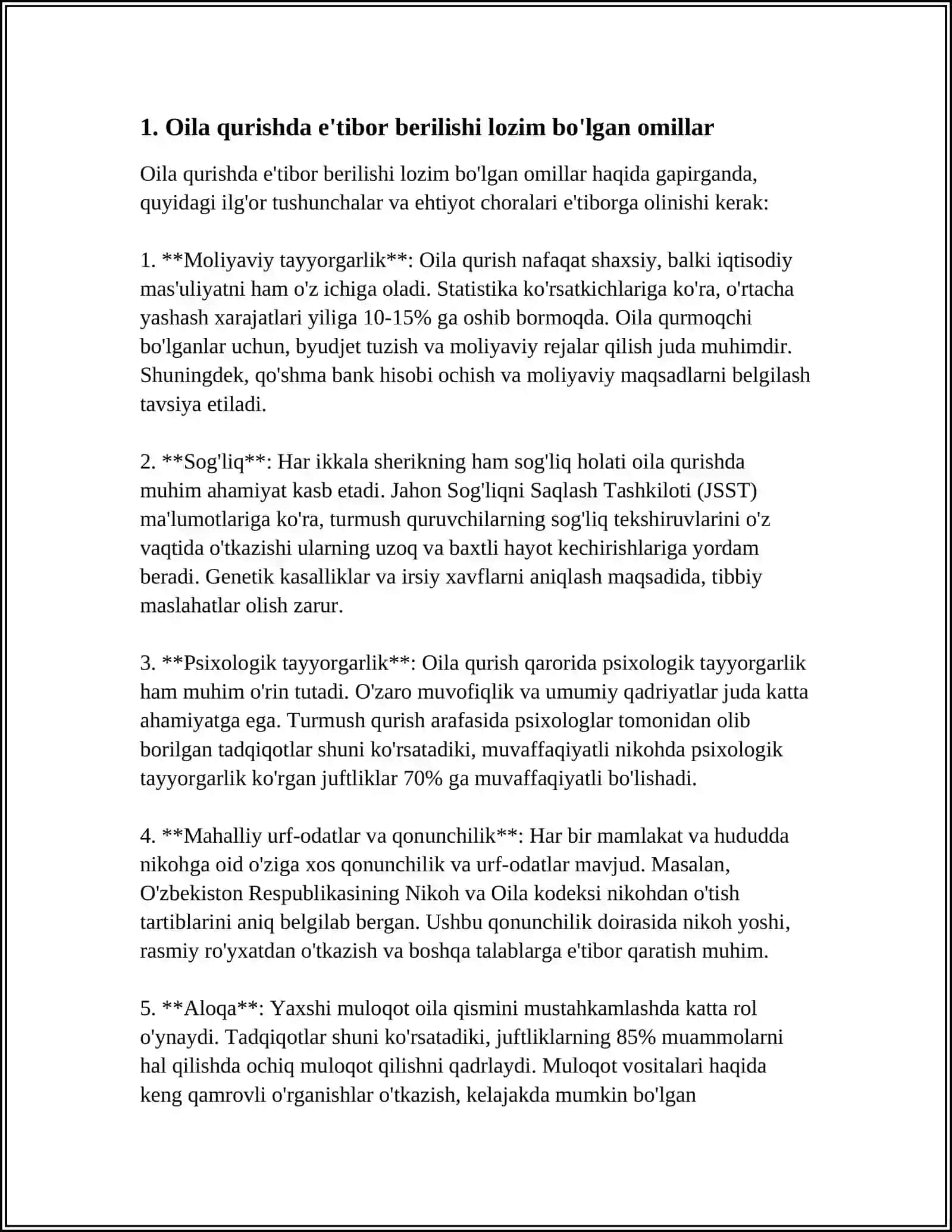 A.FITRATNING "OILA ASARI"DAGI OILA QURISH TARTIBLARI VA FARZAND TARBIYASIGA OID G'OYALAR BO'YICHA 4
