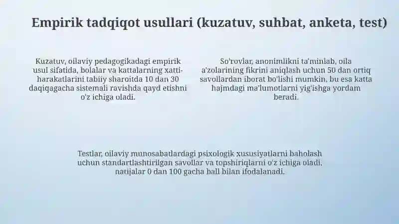 Oila pedagogikasining ilmiy tadqiqot metodlari va ularning mazmuni 4