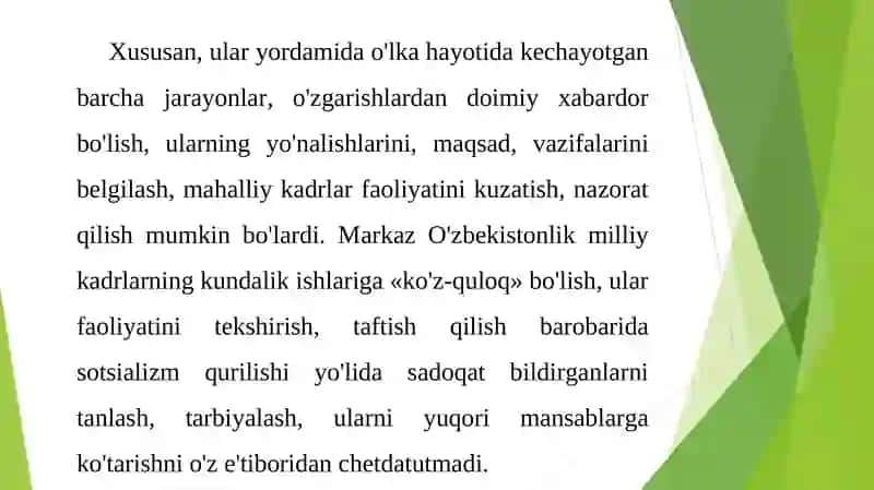 Mustabid tuzum Markazda va joylarda o'z mutlaq hokimiyatini shakllantirib, mustahkamlab borar ekan 4