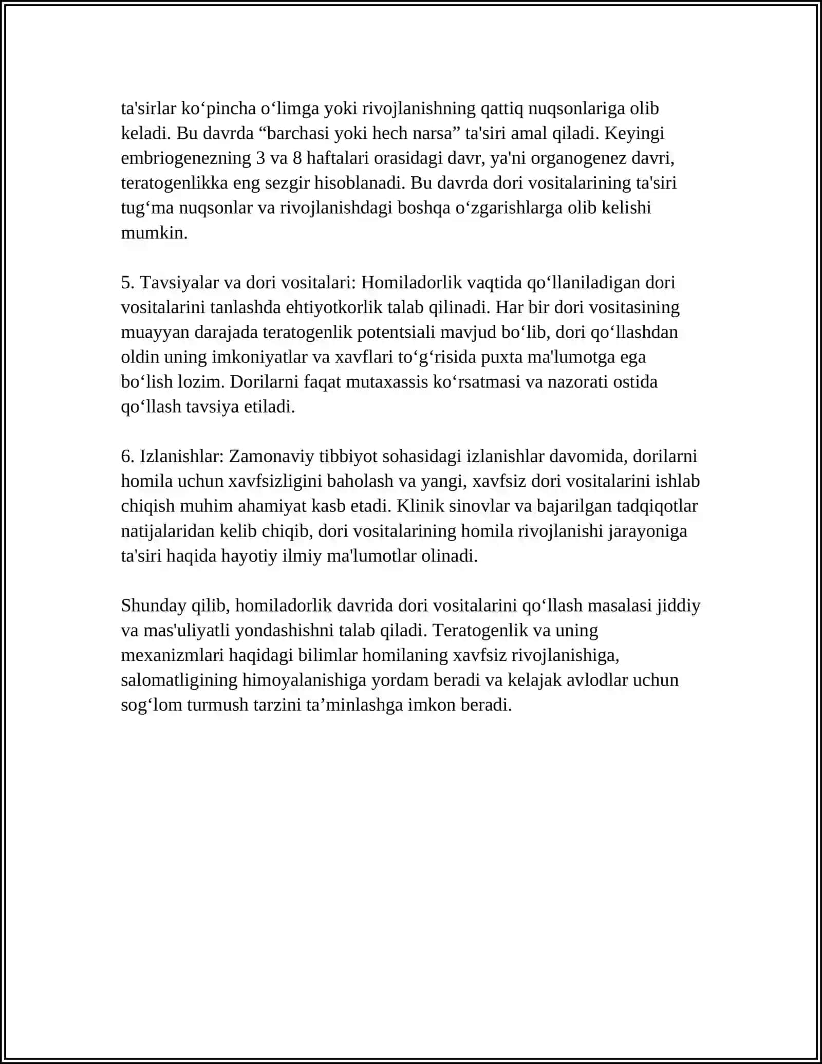 DORI VOSITALARINING HOMILAGA TASIRI 4