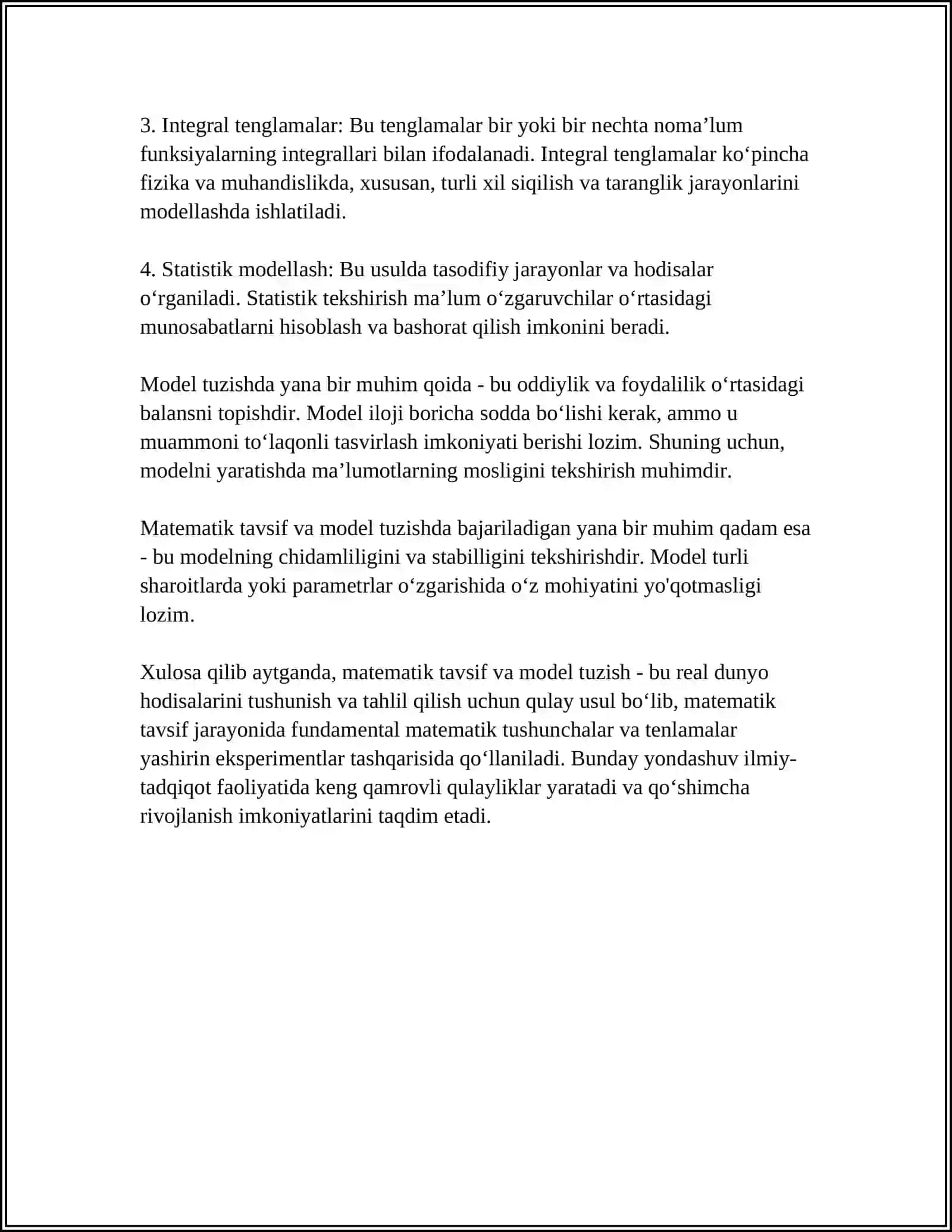 MATEMATIK TAVSIF VA UNI TASHKIL ETUVCHI TENGLAMALAR TIPLARI 4