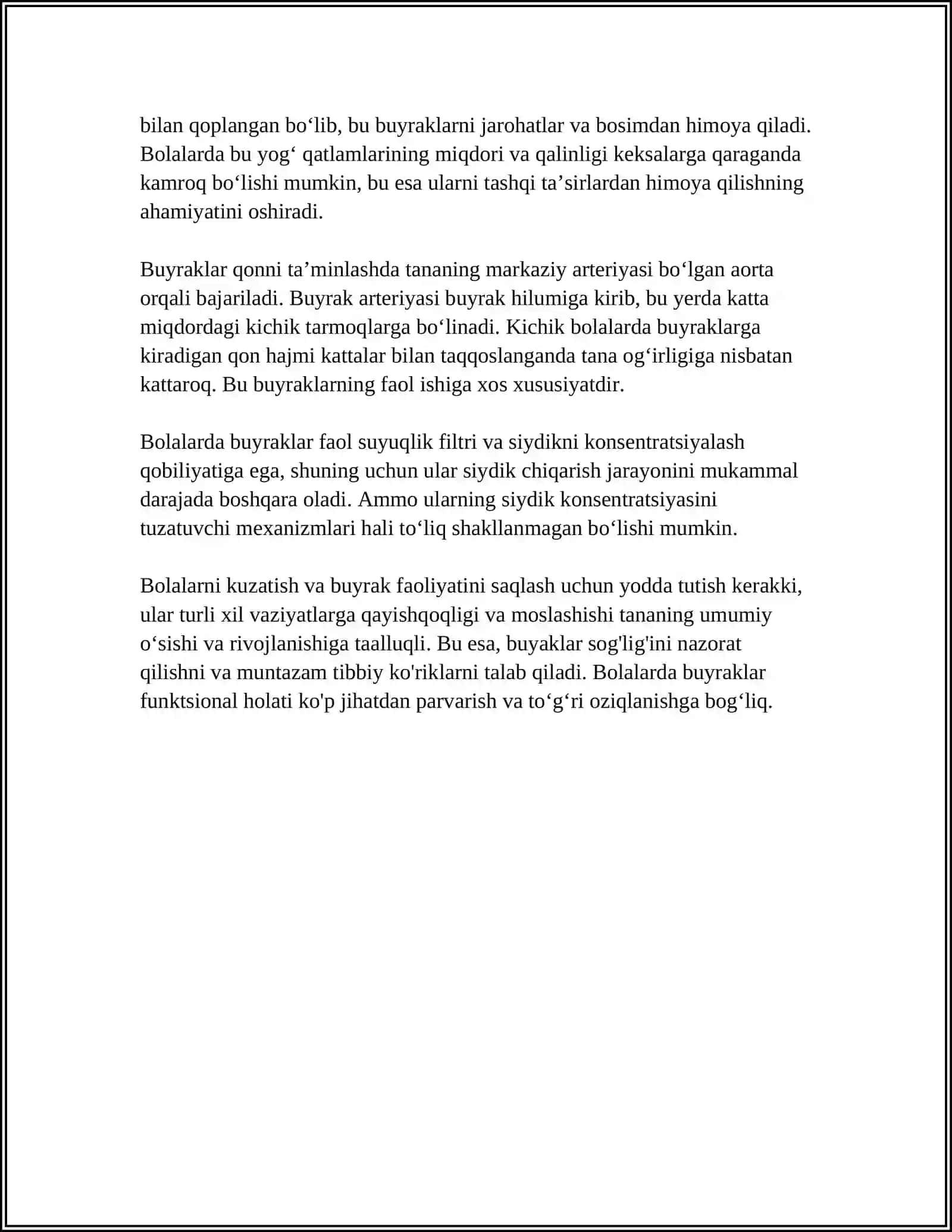 Bolalarda Buyrak Anatomo Fiziologik Xususiyatlari 4