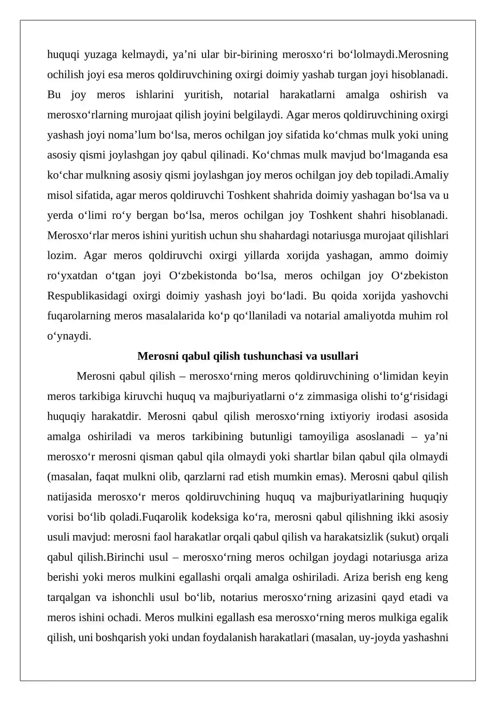 Merosni qabul qilish tartibi va merosxo‘rlarning javobgarligi 4