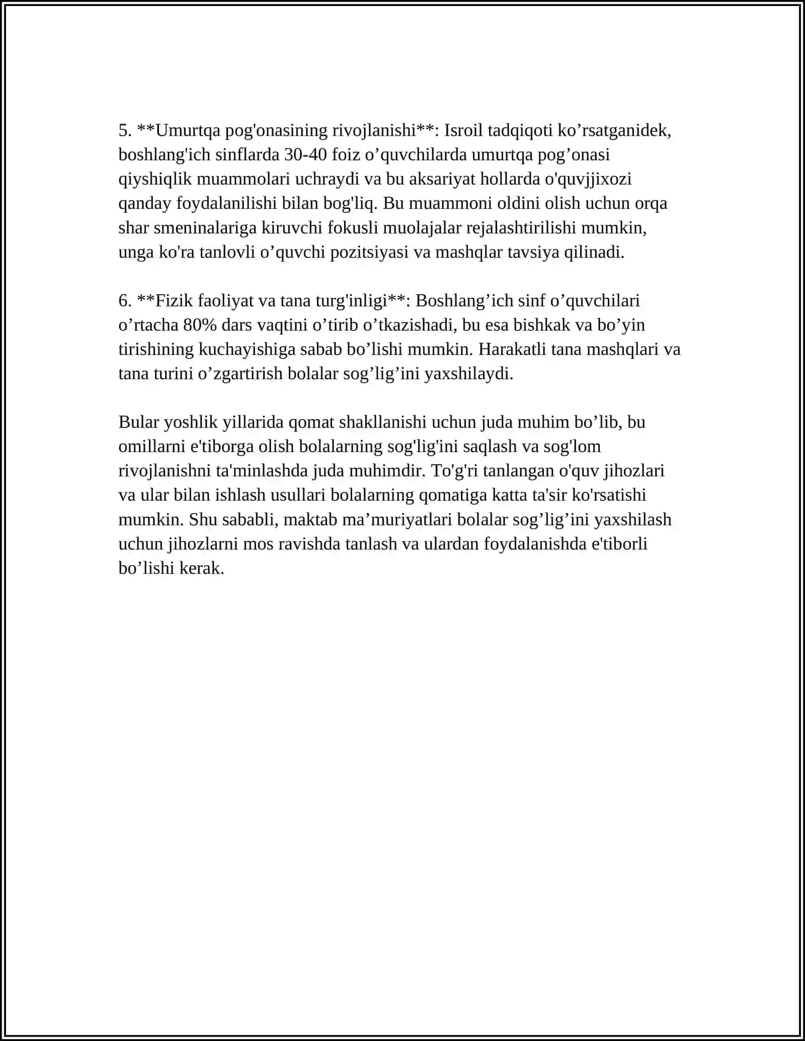 BOLALARNING QAD-QOMATINING SHAKLLANISHIGA SINF VA SINF JIHOZLARINING TA'SIRINI O'RGANISH 4