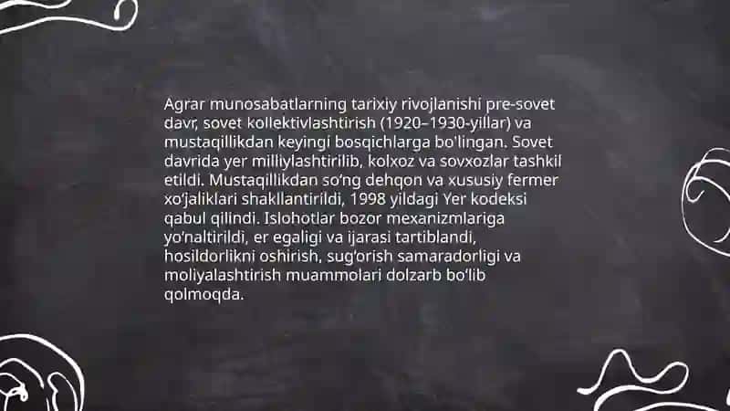 Agrar munosabatlar va uning bozor tizimidagi o‘rni 4