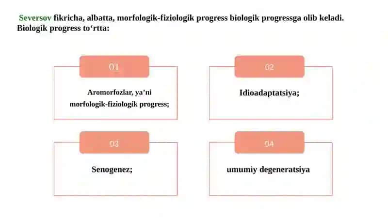 Biologik progress va regress mezonlari, ularning organik dunyoda tutgan o’rni 4