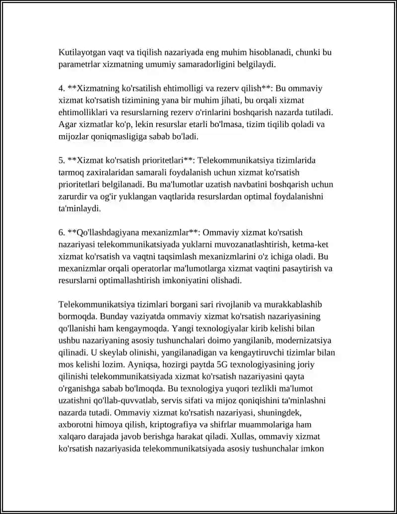 Ommaviy Xizmat Ko'rsatish Nazariyasi 4
