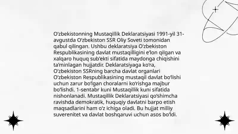 Mustaqil O‘zbekiston Respublikasining tashkil topishi va uning tarixiy ahamiyati 4