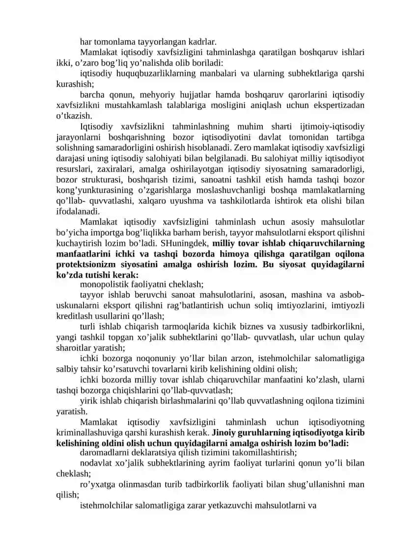 MAMLAKATNING IQTISODIY XAVFSIZLIGINI TAHMINLASH 4