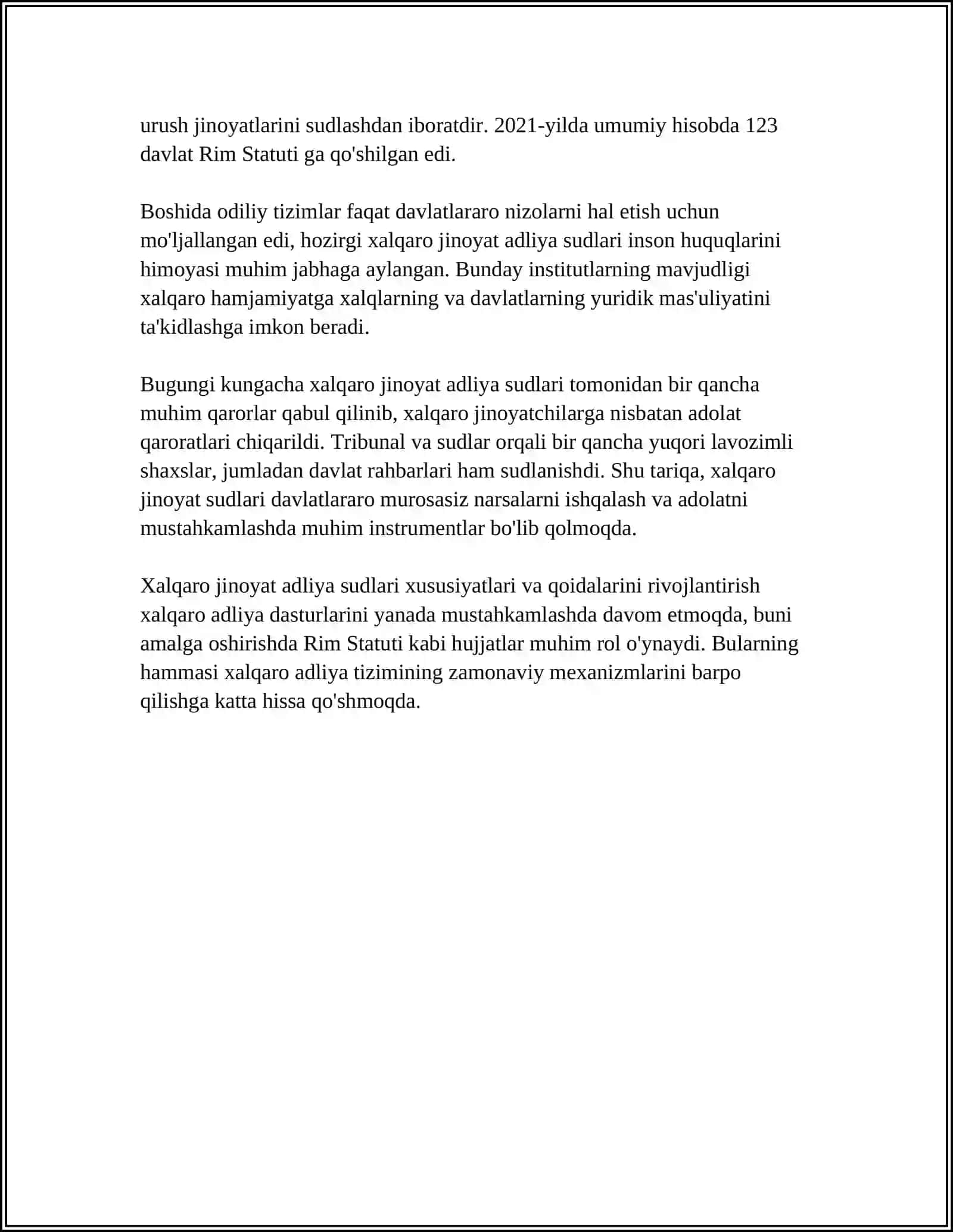 XALQARO JINOYAT ADLIYA SUDLARINING,ZAMONAVIY TIZIMI TUSHUNCHASI 4