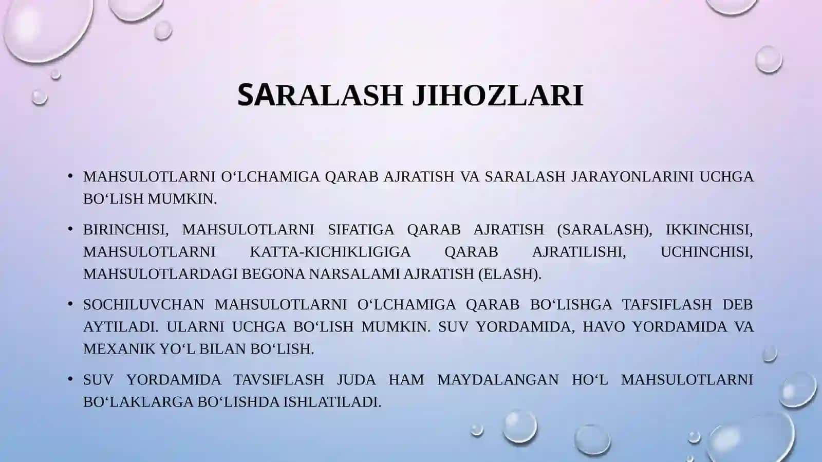 Yuvish, saralash, tozalash va pirislash qurilmalarining sixematik tuzilishini o`rganish 4
