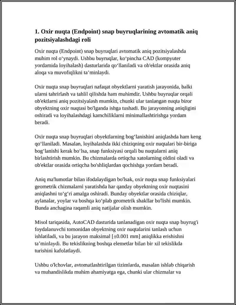 AUTOCAD DASTURINING GRAFIK AMALLARINI AVTOMATIK ANIQ BAJARISH IMKONIYATLARI 4