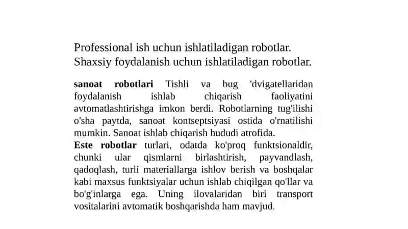 Ta'lim robotlarining xarakteristikasi 4